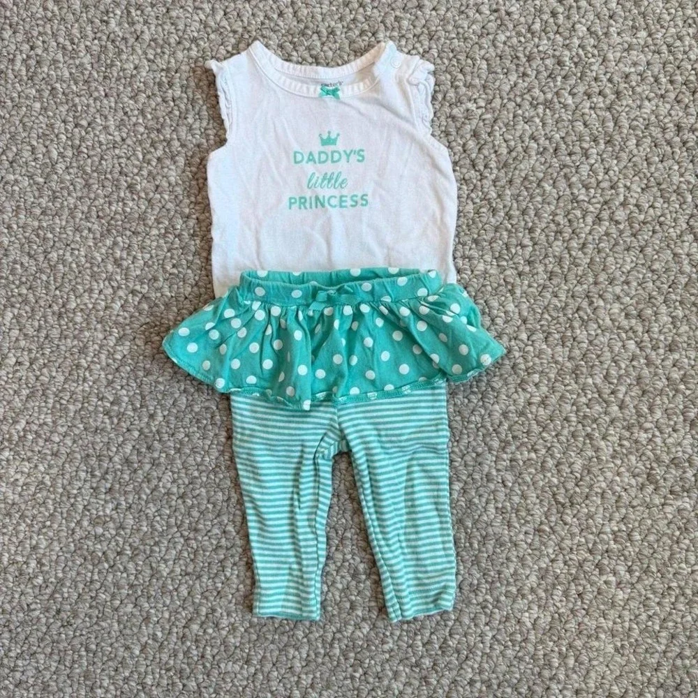 Carters Girls Daddys Little‎ Princess Outfit Set Size 3 Months